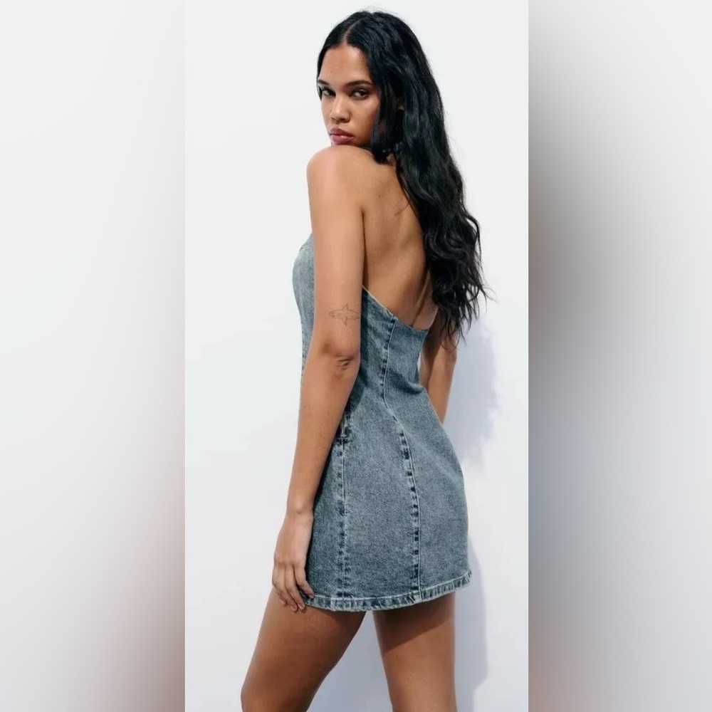 NWT Zara TRF halter demin dress - Picture 2 of 6